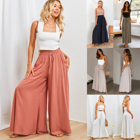 Womens Pants Wide Leg Loose Comfy Lounge Sweatpants With Pockets - KuzuSHOP