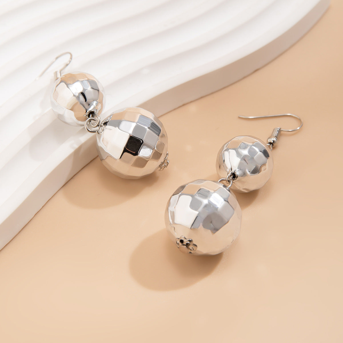 Disco Ball Lamp Round Beads Eardrops Stud Earrings Female Fashion - KuzuSHOP