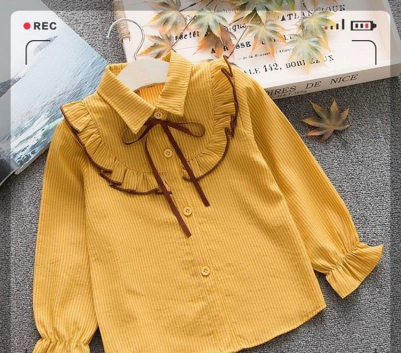 Spring And Autumn Striped Baby Lapel Shirt - KuzuSHOP