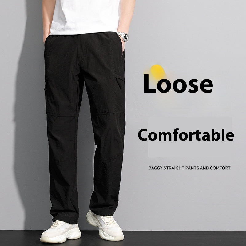 Thin Overalls Men's Casual Loose Ultrathin Khaki Straight - KuzuSHOP