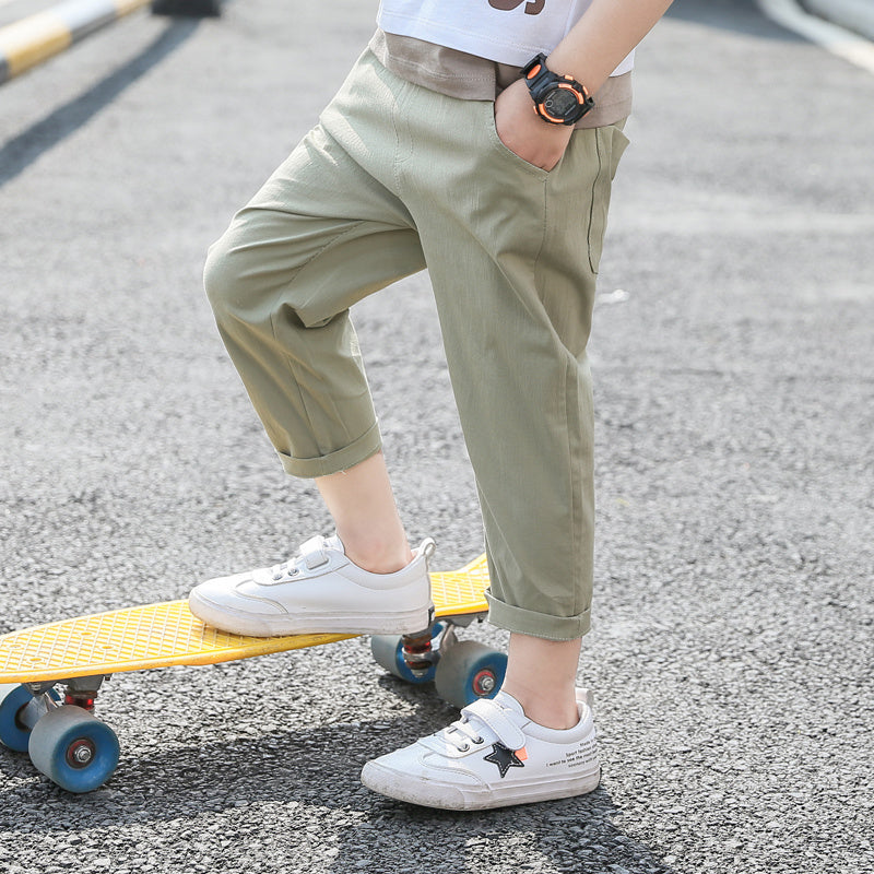 Summer Cotton And Linen Trousers Children's Casual Pants - KuzuSHOP