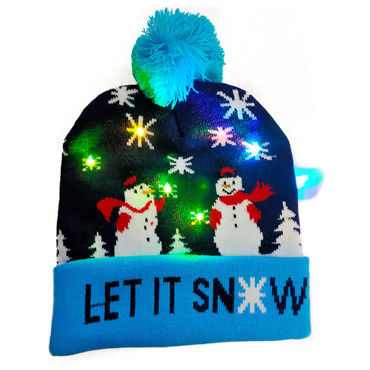 LED Christmas Hat Sweater Knitted Beanie Christmas Light Up Knitted Hat Christmas Gift  Kids Xmas New Year Decorations - KuzuSHOP