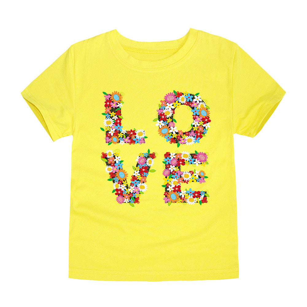 Children's Clothing Cartoon Knitted Heat Press Round Neck T-shirt - KuzuSHOP