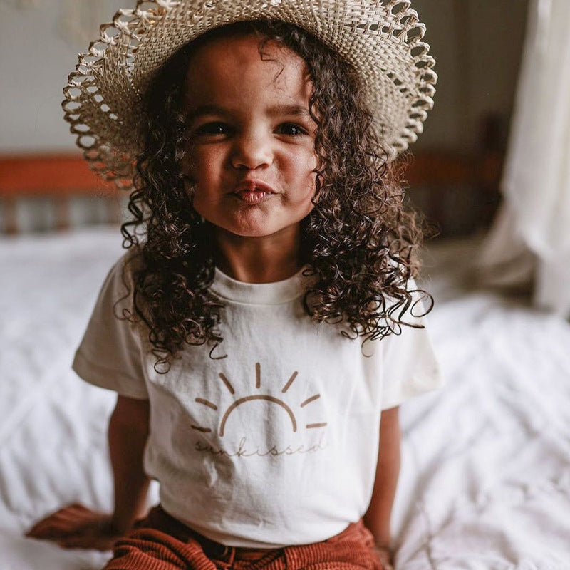 Girl Baby Simple White Cotton Short Sleeves - KuzuSHOP