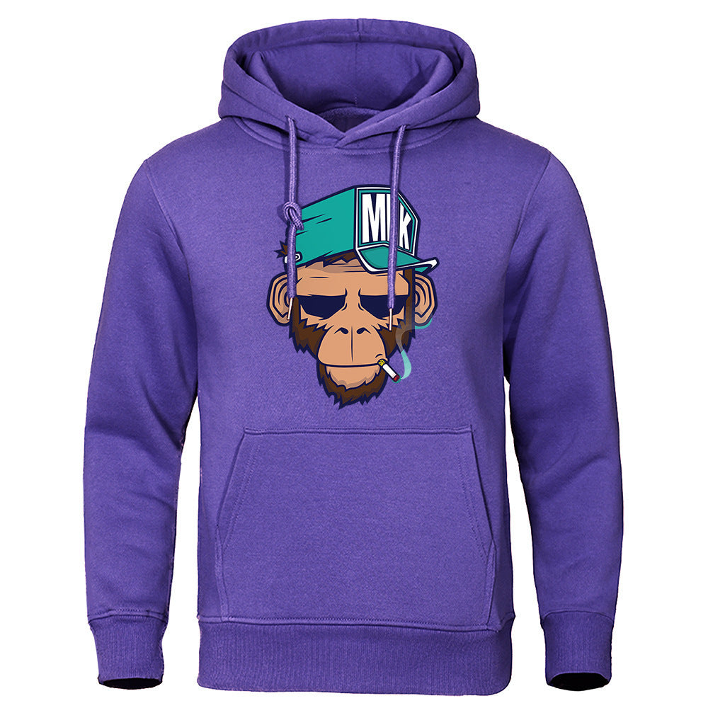 Personality Smoking Monkey Hoodie Sweatshirt Hip Hop Casual Street Hooded - KuzuSHOP