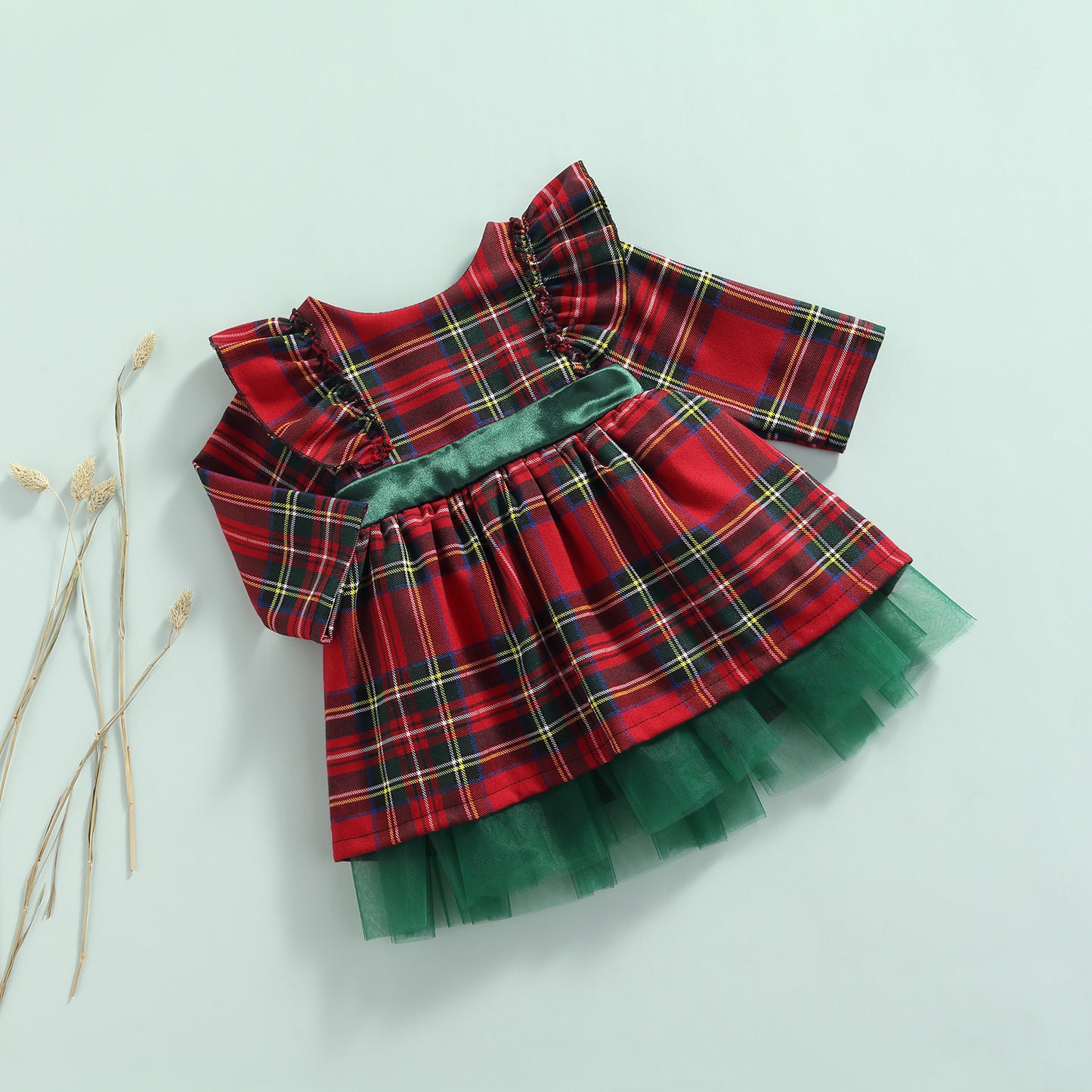 Girls Kids Red Checkered Bow Christmas Dress - KuzuSHOP