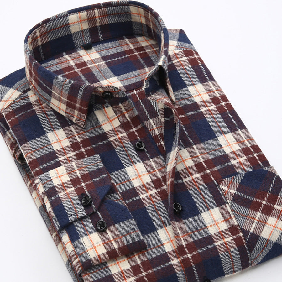 Casual All-match Plaid Long-sleeved Shirt Men - KuzuSHOP