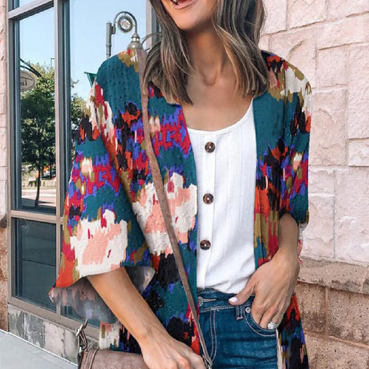 Women's Fashion Printing Coat Top - KuzuSHOP