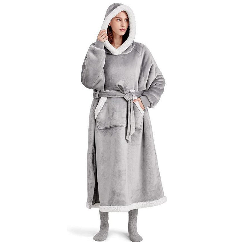 Winter Hoodie Blanket With Button Design Warm Home Clothes Women Men Oversized Pullover - KuzuSHOP