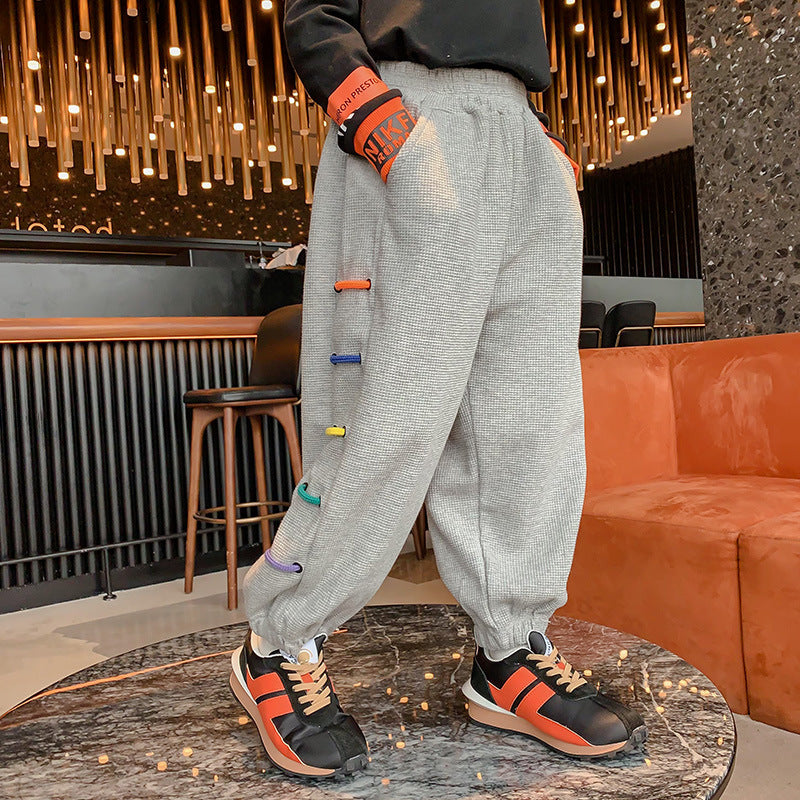 Boys Plus Velvet Thick New Wide Casual Pants - KuzuSHOP
