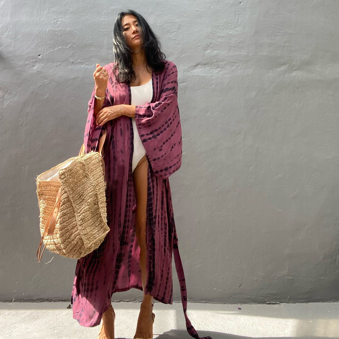 Printed Sexy Loose Sun Protection Bikini Blouse - KuzuSHOP