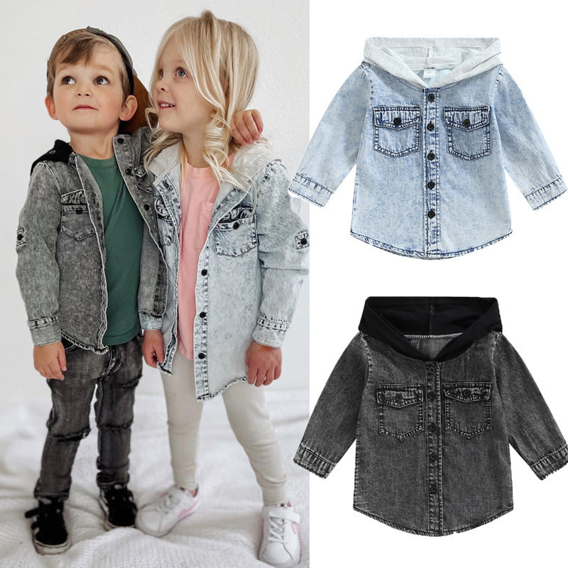 Boys' And Girls' Coats In The Little Boy Style Chic Handsome Cowboy Hooded Top - KuzuSHOP