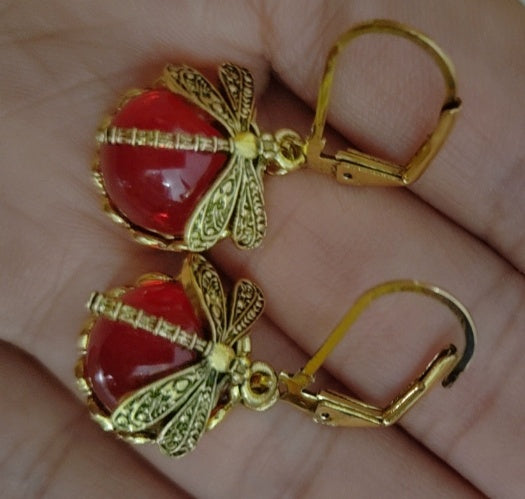 Fashion Jewelry Women's Earrings Hanging Vintage Dragonfly Pendant Earring Boho Chakra Blue Moonstone Drop Earrings For Women Wedding Charm Ethnic Jewellery - KuzuSHOP