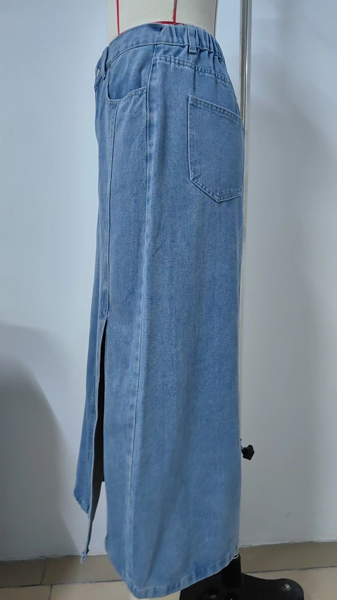 Women's Summer Washed Denim Elastic Waist Denim Skirt - KuzuSHOP