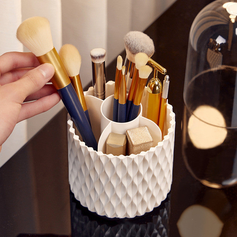 360 Rotating Large Capacity Transparent Makeup Brush Storage Pen Holder Acrylic Dust With Lid Desktop Cosmetic Storage Box - KuzuSHOP