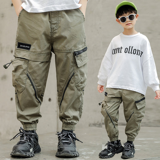Drawstring Zipper Children's Casual Pants - KuzuSHOP
