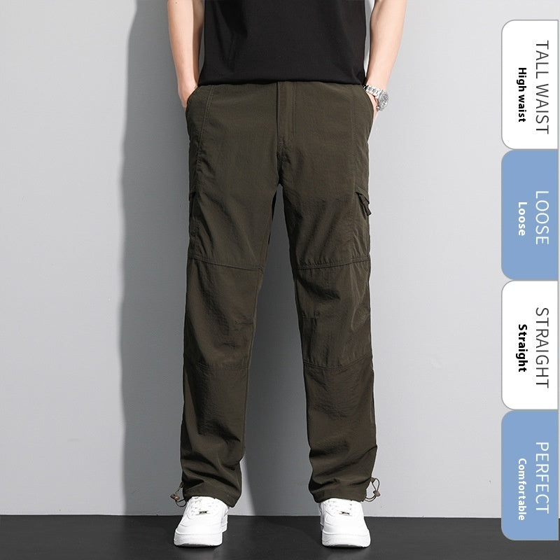 Thin Overalls Men's Casual Loose Ultrathin Khaki Straight - KuzuSHOP