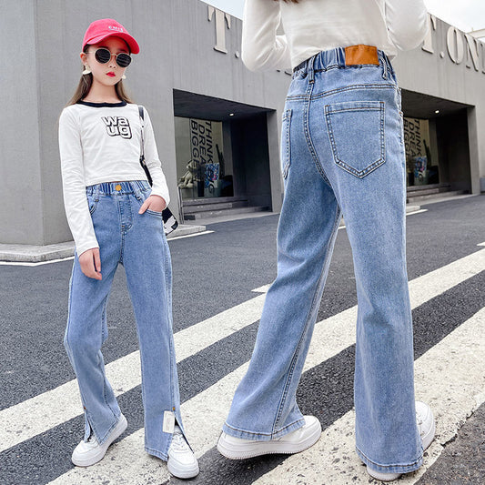 Children's Split Flared Trousers Big Kids' Skinny Stretch - KuzuSHOP