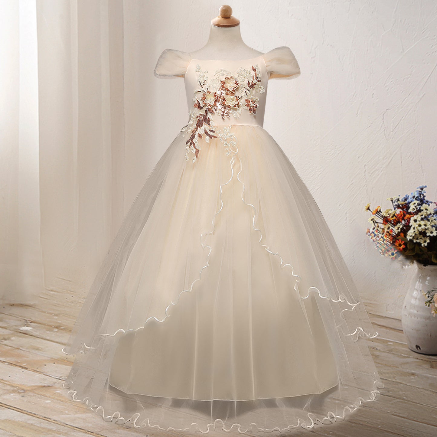 One-shoulder Princess Flower Dress Costume - KuzuSHOP