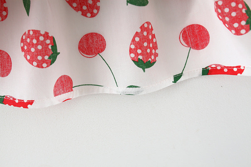 Printed Shoulder Collar Suspender Dress Western Style Sleeveless Princess Dress With Straw Hat