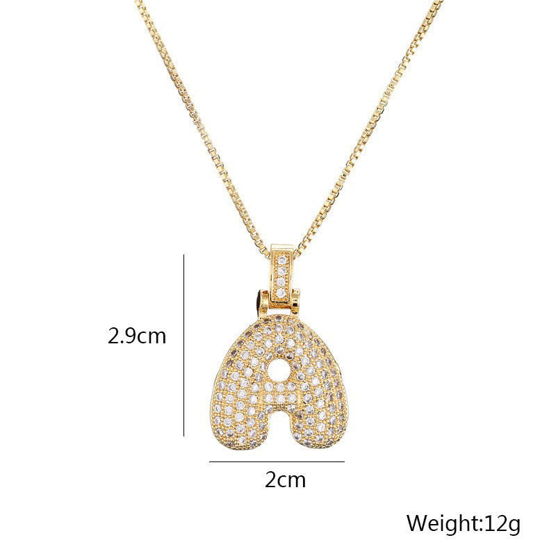 Clavicle Chain Copper Micro Inlaid Zircon 26 Letter Pendant Necklace For Women's Birthday Jewelry Gifts - KuzuSHOP