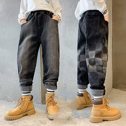 The New Boys' Plush Fleece Jeans Are Handsome - KuzuSHOP