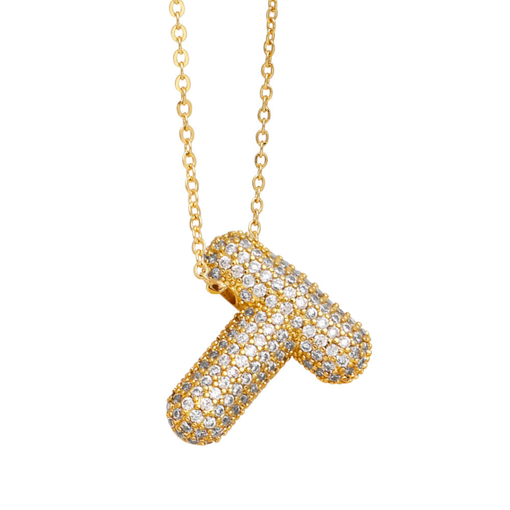 26 English Letter Necklace For Women Inlaid Zircon - KuzuSHOP