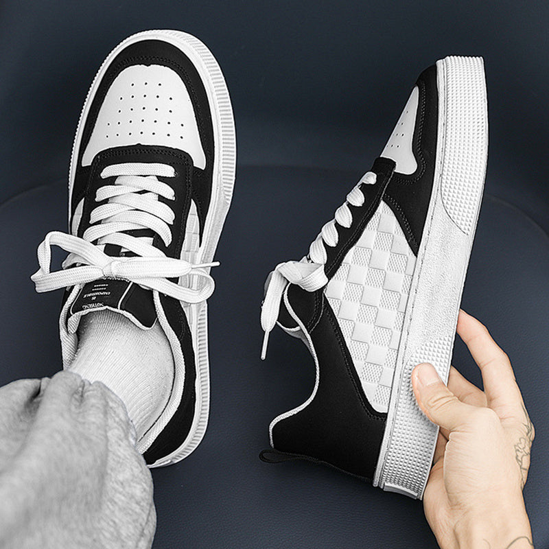 Casual Lace-up Sneakers Men Fashion Breathable Plaid Flats Shoes - KuzuSHOP