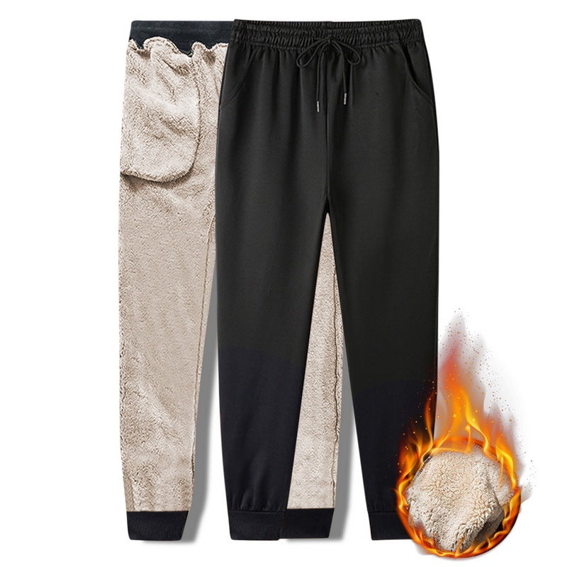 Autumn Winter Pants Men Women Trousers Warm Fleece Drawstring Pants M-5XL - KuzuSHOP