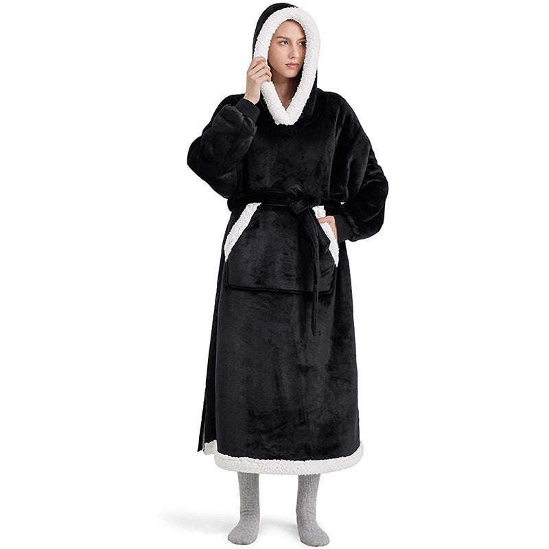 Winter Hoodie Blanket With Button Design Warm Home Clothes Women Men Oversized Pullover - KuzuSHOP