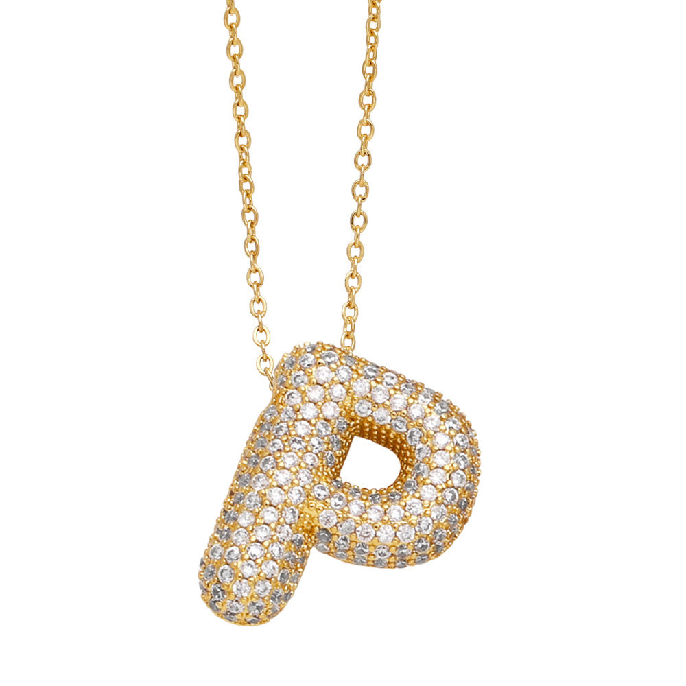 26 English Letter Necklace For Women Inlaid Zircon - KuzuSHOP