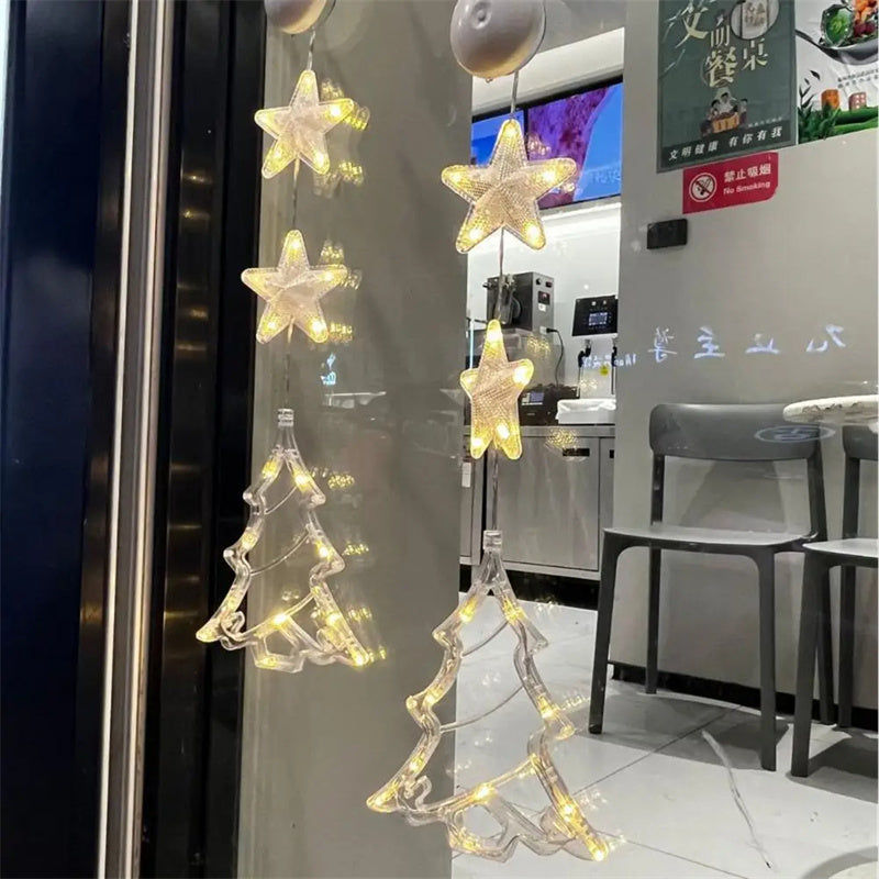 Christmas 3pcs LED Light Star, Xmas Tree Hanging Ornaments Decoration For Home, Christmas Decorations - KuzuSHOP