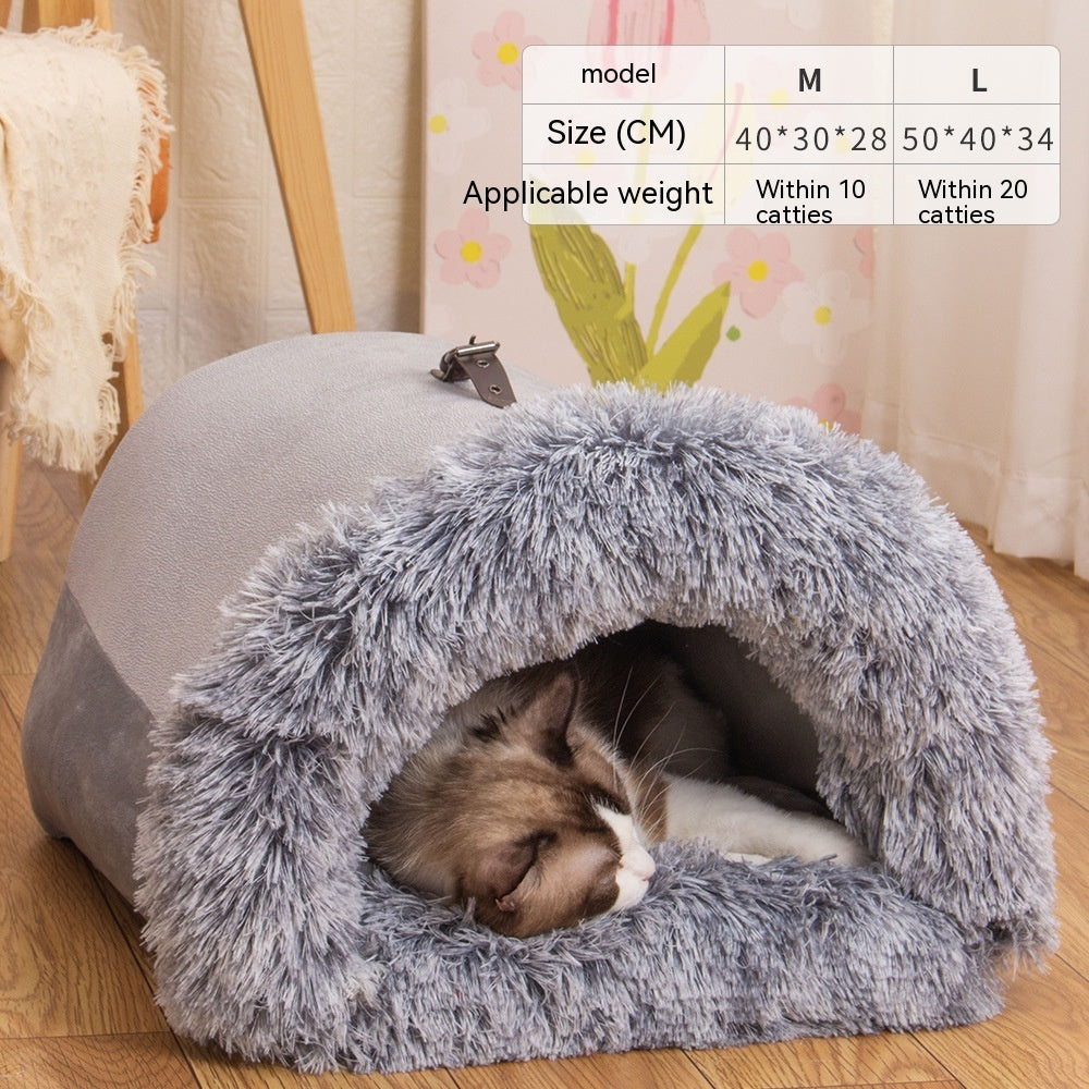 New Splice Portable Pet Nest Portable Autumn And Winter Warm Dog Nest Moisture-proof Long Fur Cat Nest Cross Border Pet Nest - KuzuSHOP