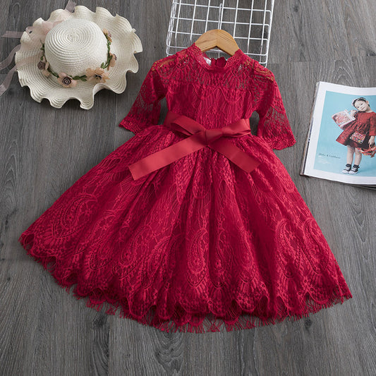 Girls Lace Dress Spring And Autumn - KuzuSHOP