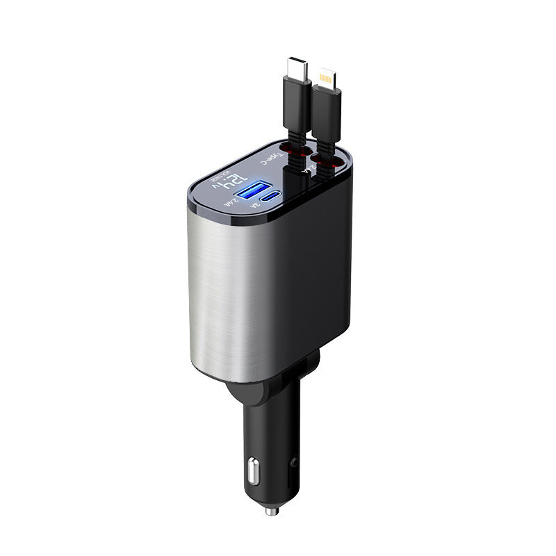 Metal Car Charger 100W Super Fast Charging Car Cigarette Lighter USB And TYPE-C Adapter - KuzuSHOP