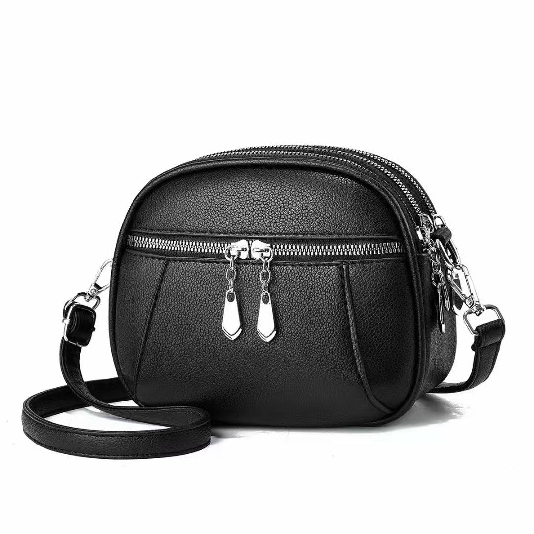 Solid Color Small Round Bag Fashion Multi-pocket Large Capacity Shoulder Crossbody Bags For Women Handbags - KuzuSHOP
