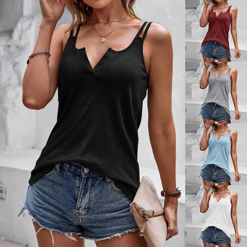 V-neck Camisole Tops For Women Casual Spaghetti Strap Tank Tops - KuzuSHOP