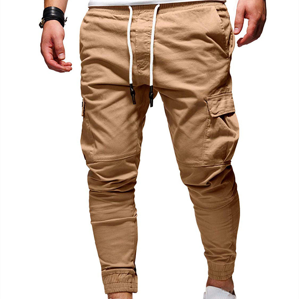 Tethered Elastic Sports Baggy Pants Long Casual Pants Jogging Pants - KuzuSHOP