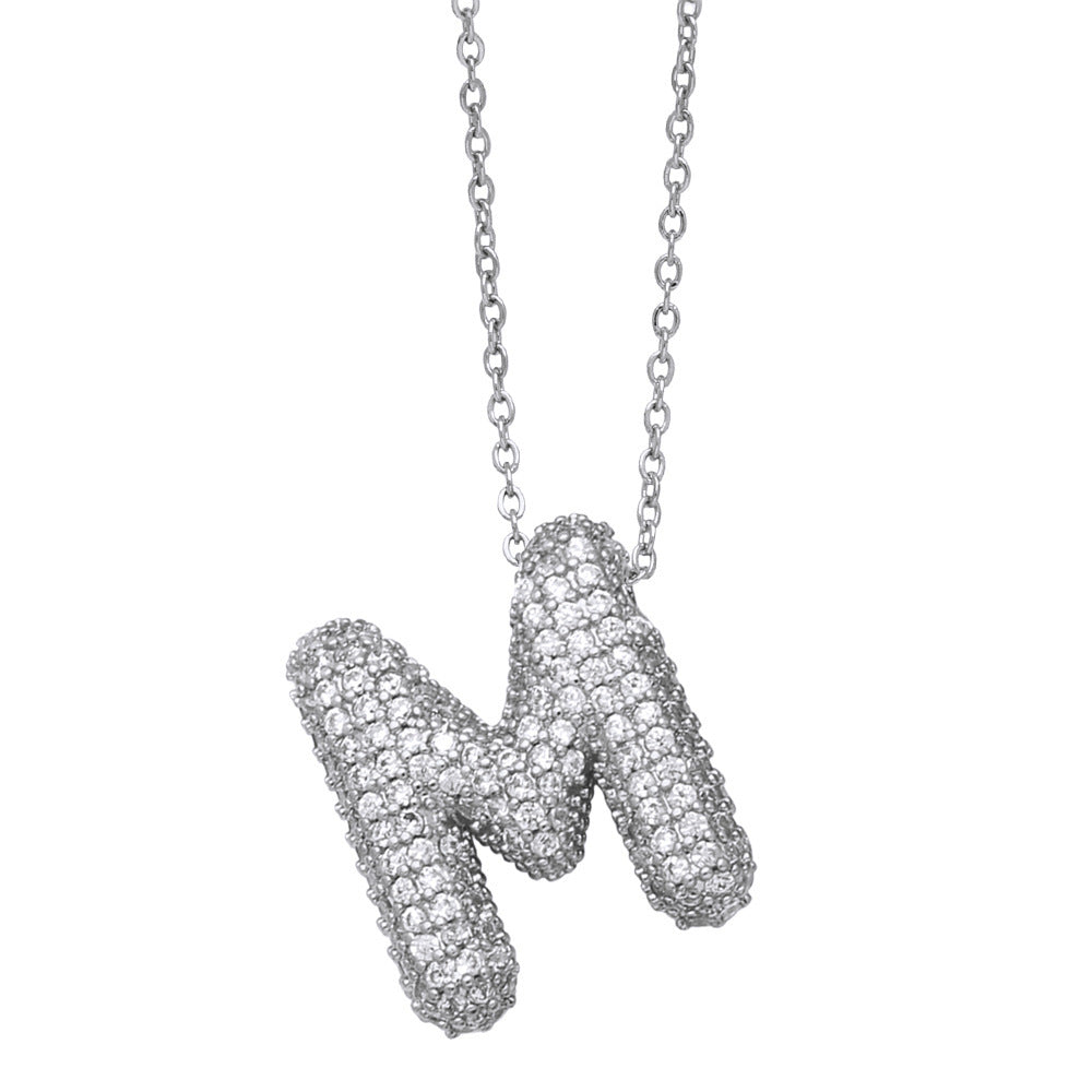 26 English Letter Necklace For Women Inlaid Zircon - KuzuSHOP