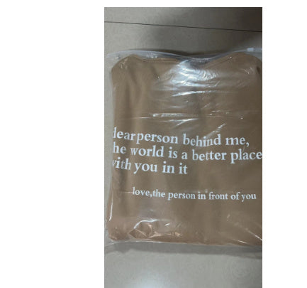 Dear Person Behind Me,the World Is A Better Place,with You In It,love,the Person In Front Of You ,Sweatshirt Letter Slogan Printed Kangaroo Pocket Drawstring - KuzuSHOP