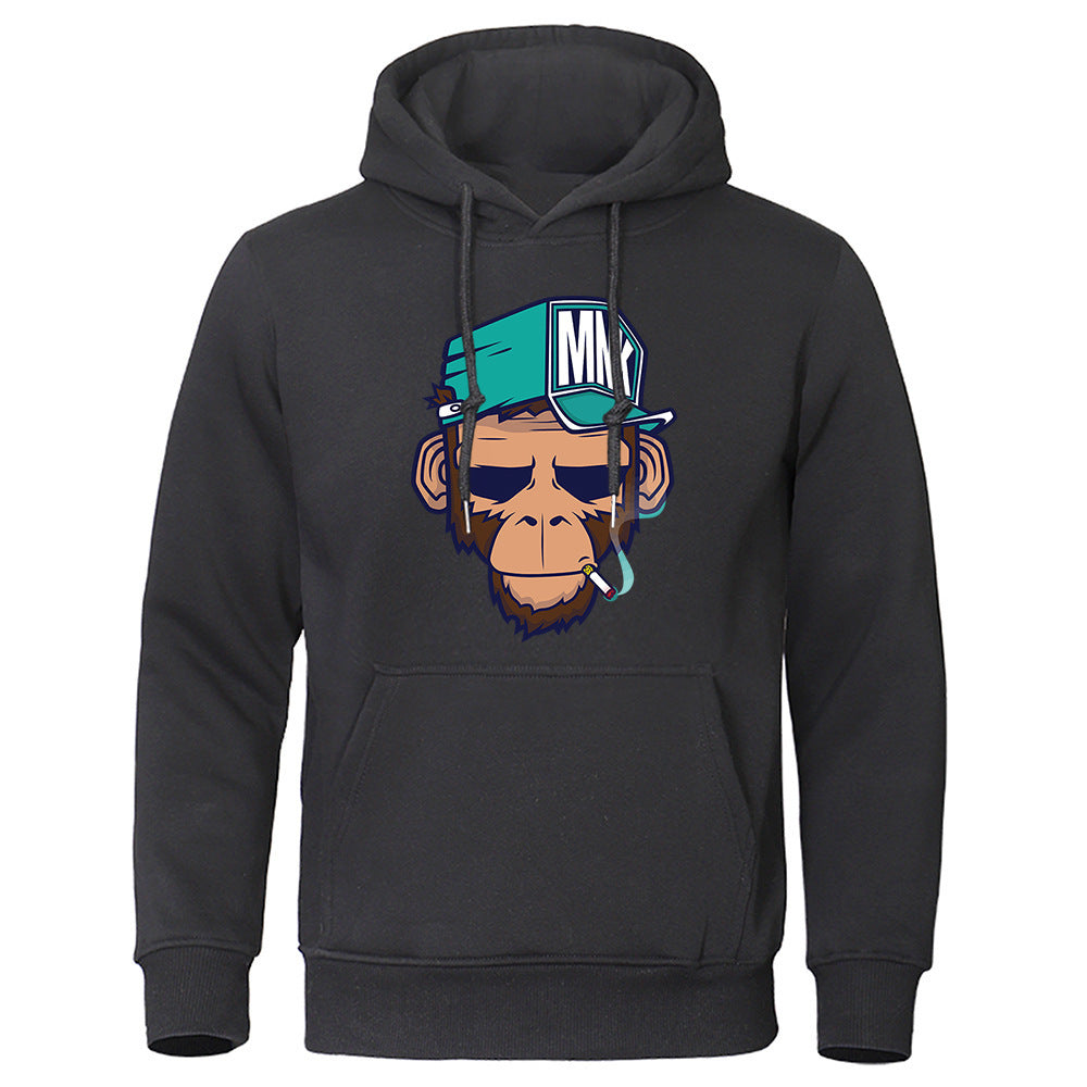 Personality Smoking Monkey Hoodie Sweatshirt Hip Hop Casual Street Hooded - KuzuSHOP