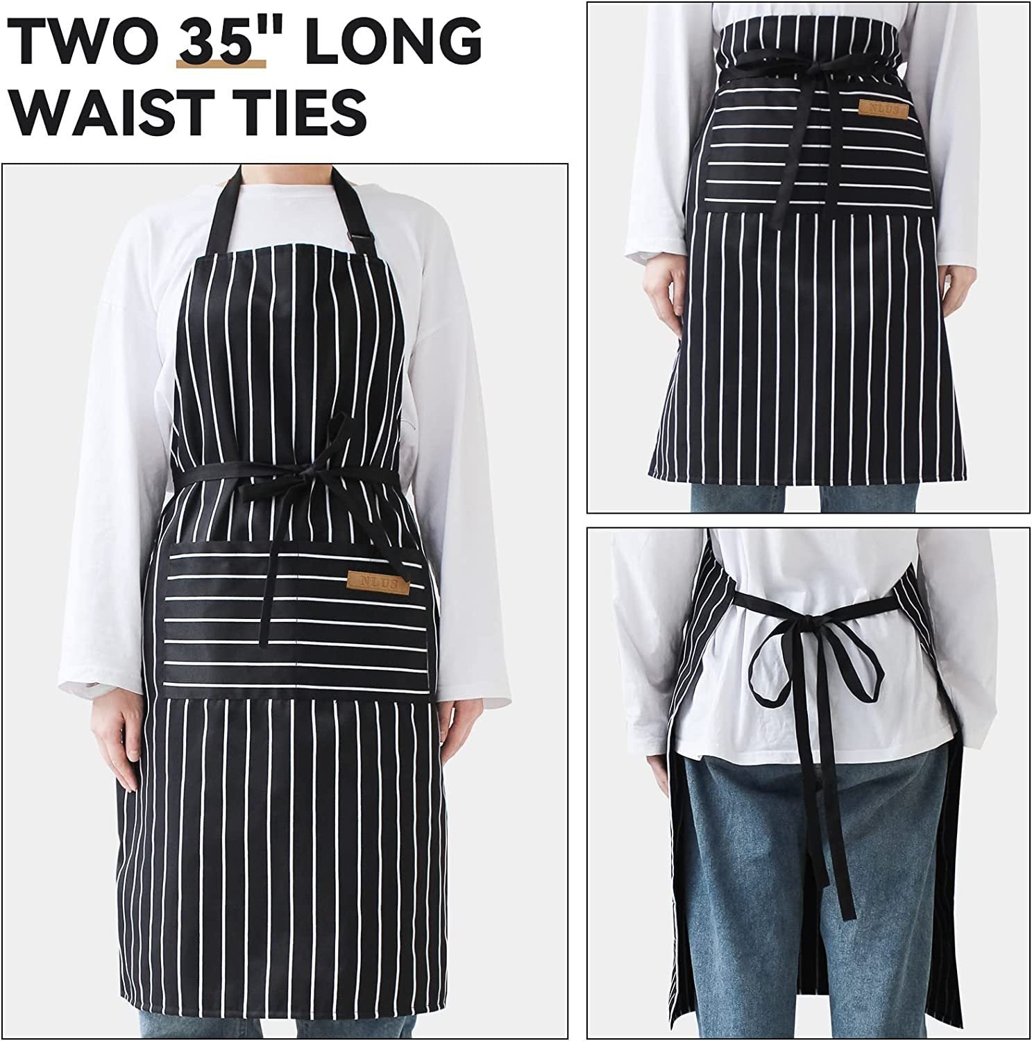 Halter Striped Polyester Restaurant Gardening Apron - KuzuSHOP