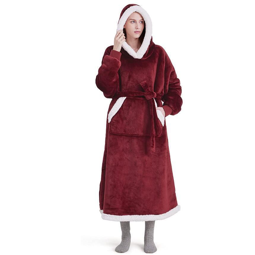 Winter Hoodie Blanket With Button Design Warm Home Clothes Women Men Oversized Pullover - KuzuSHOP