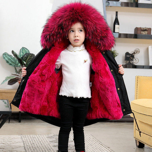 Children's Jackets Girls' Clothes Boys And Babies Big Fur Collar - KuzuSHOP