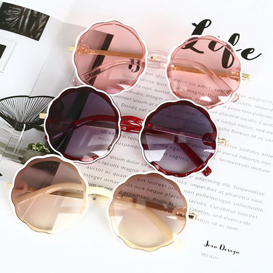 Kids Wave Frame Vintage Round Frame Sunglasses - KuzuSHOP