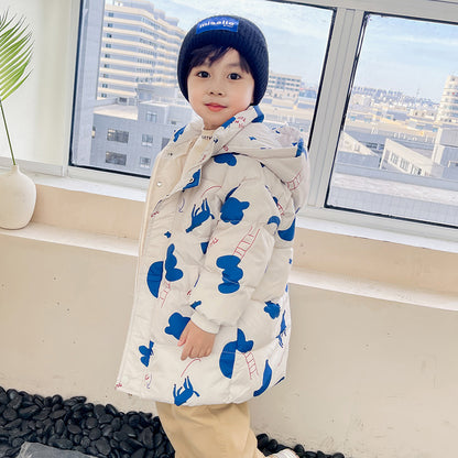 New Style Children's Down Jacket Middle Long Cute Thickened Cotton - KuzuSHOP