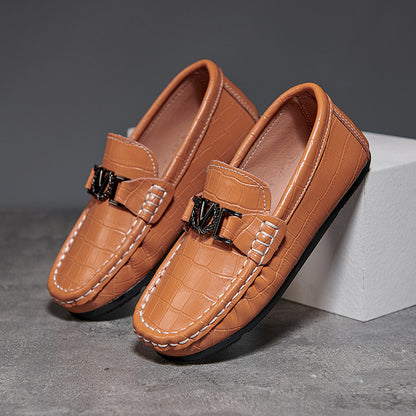 Children's Shoes Peas Shoes Children's Slip-on Leather Shoes - KuzuSHOP