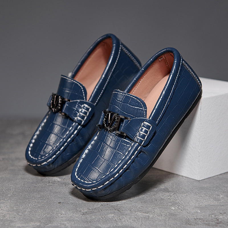 Children's Shoes Peas Shoes Children's Slip-on Leather Shoes - KuzuSHOP
