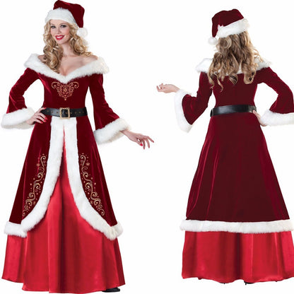 Christmas Queen Princess Dress Costume Santa Claus dress Costume - KuzuSHOP