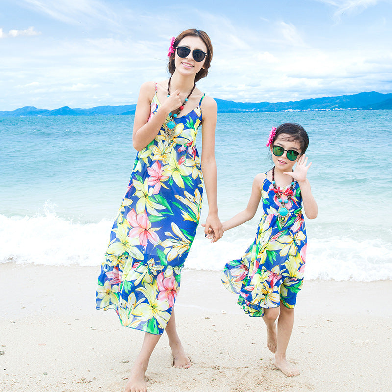 Sweet sling chiffon girls beach dress - KuzuSHOP
